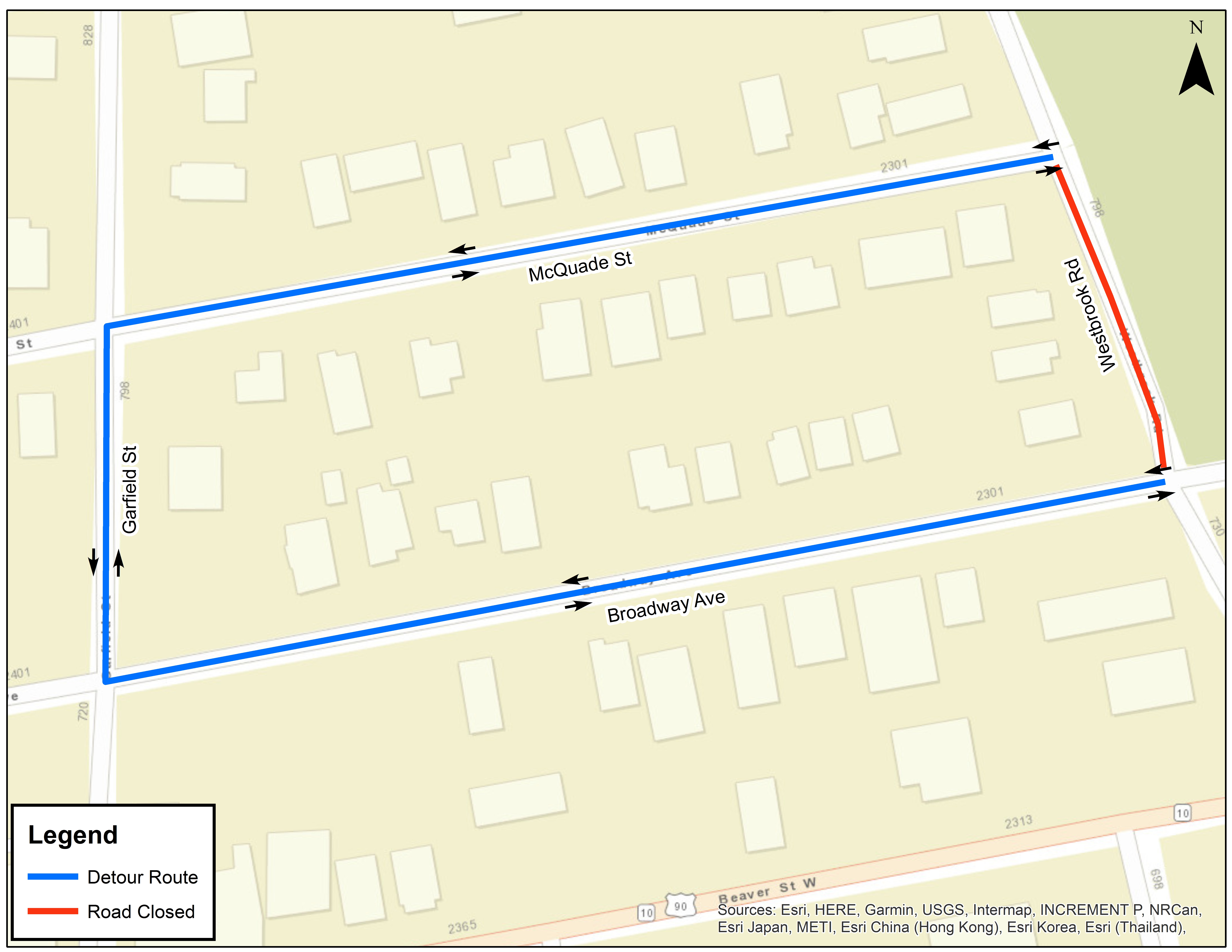 Westbrook Detour Map